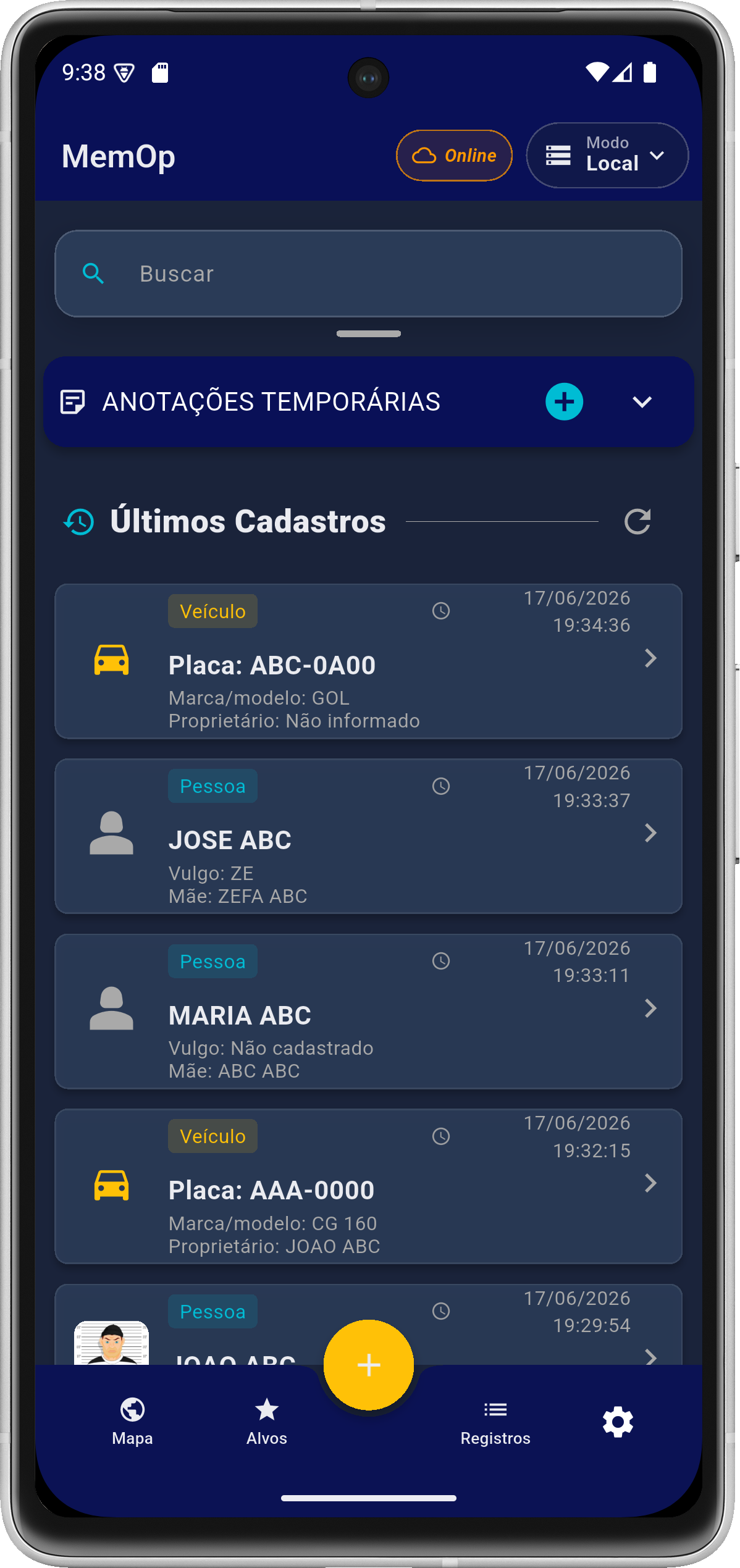 MemOp dashboard screenshot