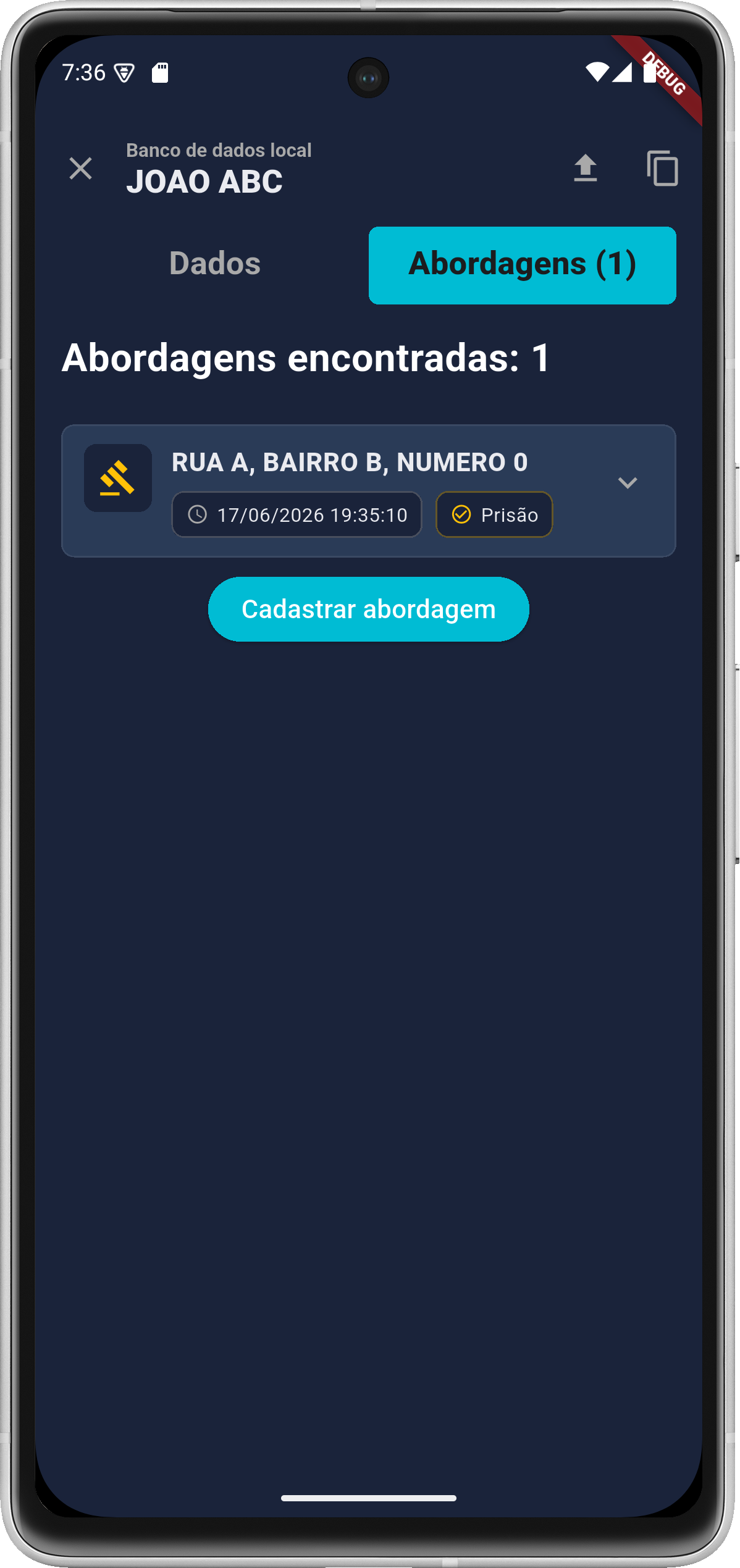 Encounter record screenshot