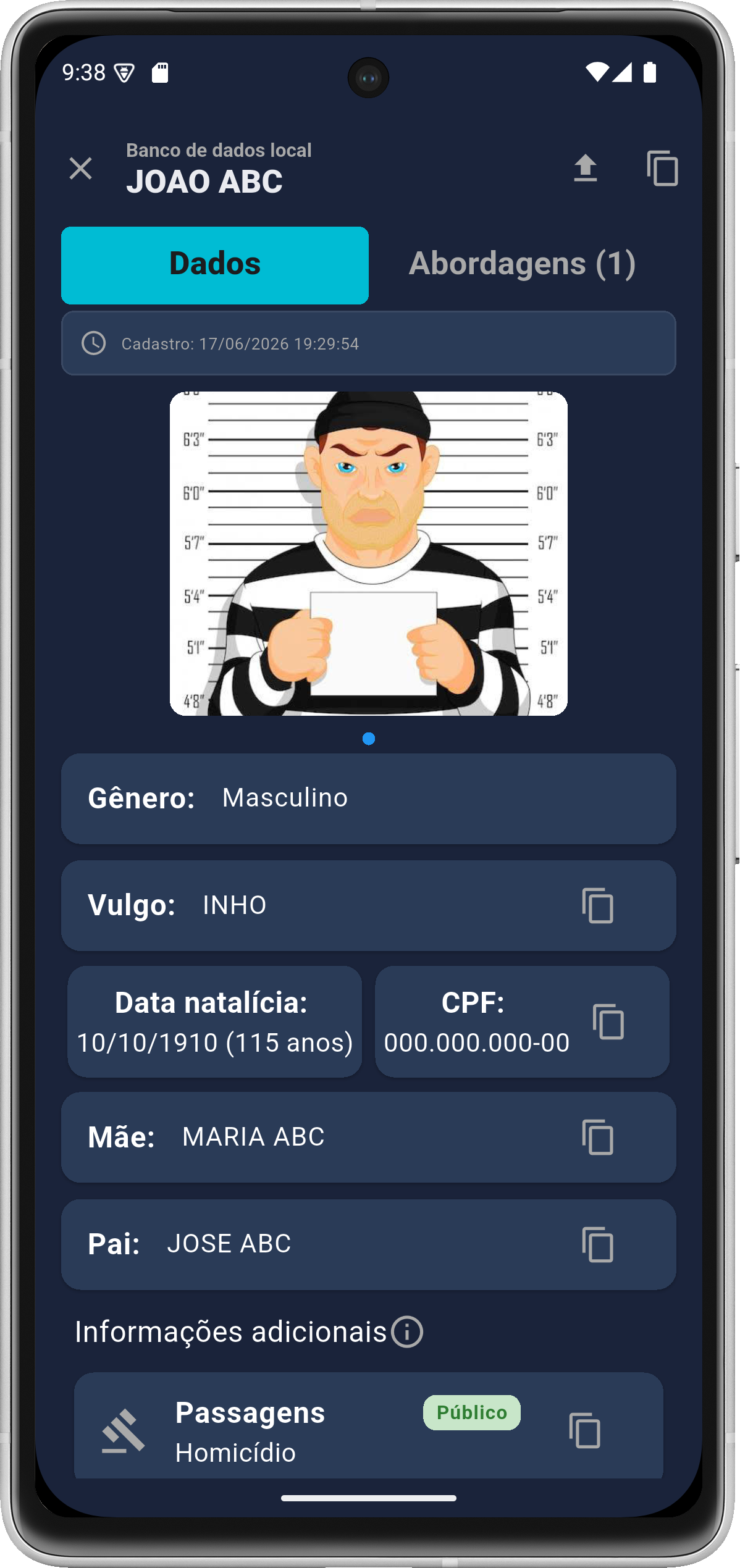 Person record screenshot